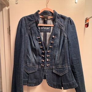 White House Black Market Denim Military Style Jacket